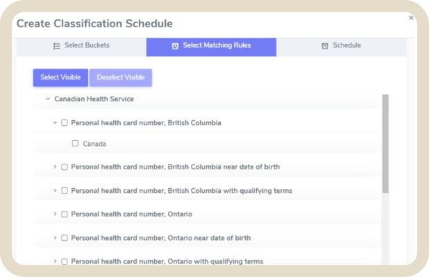 Scheduled scans - select matching rules Scheduled scans - select matching rules